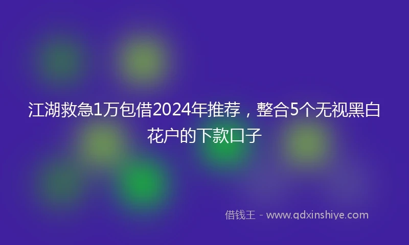 江湖救急1万包借2024年推荐，整合5个无视黑白花户的下款口子