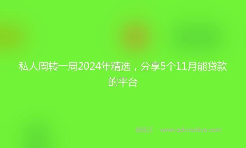 私人周转一周2024年精选，分享5个11月能贷款的平台