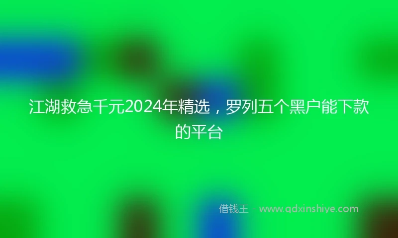 江湖救急千元2024年精选，罗列五个黑户能下款的平台