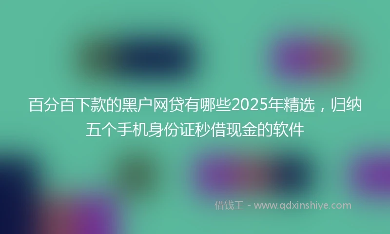 百分百下款的黑户网贷有哪些2025年精选，归纳五个手机身份证秒借现金的软件