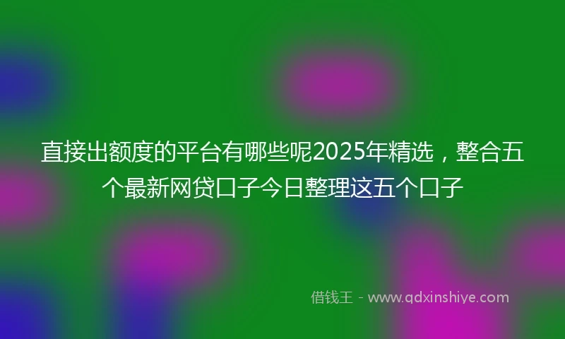 直接出额度的平台有哪些呢2025年精选，整合五个最新网贷口子今日整理这五个口子