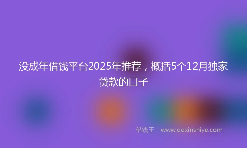 没成年借钱平台2025年推荐，概括5个12月独家贷款的口子