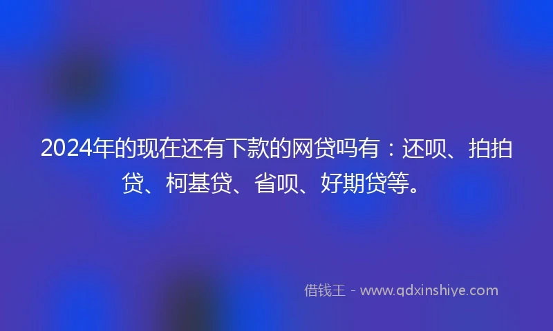 2024年的现在还有下款的网贷吗有：还呗、拍拍贷、柯基贷、省呗、好期贷等。