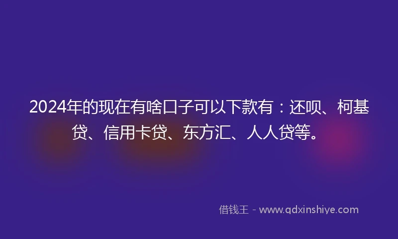 2024年的现在有啥口子可以下款有：还呗、柯基贷、信用卡贷、东方汇、人人贷等。