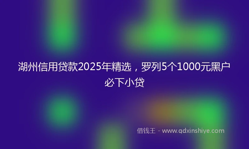 湖州信用贷款2025年精选，罗列5个1000元黑户必下小贷