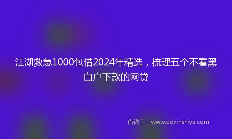 江湖救急1000包借2024年精选，梳理五个不看黑白户下款的网贷