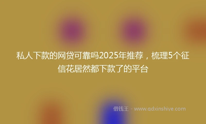 私人下款的网贷可靠吗2025年推荐，梳理5个征信花居然都下款了的平台