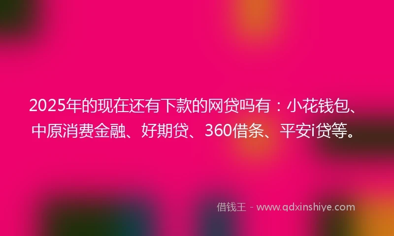 2025年的现在还有下款的网贷吗有：小花钱包、中原消费金融、好期贷、360借条、平安i贷等。