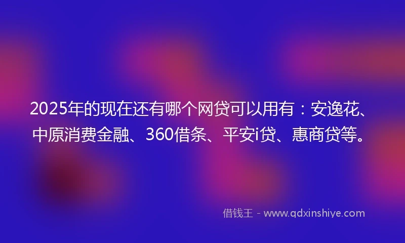 2025年的现在还有哪个网贷可以用有：安逸花、中原消费金融、360借条、平安i贷、惠商贷等。