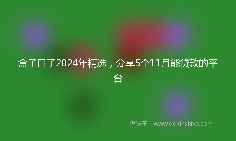 盒子口子2024年精选，分享5个11月能贷款的平台