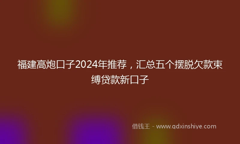 福建高炮口子2024年推荐，汇总五个摆脱欠款束缚贷款新口子