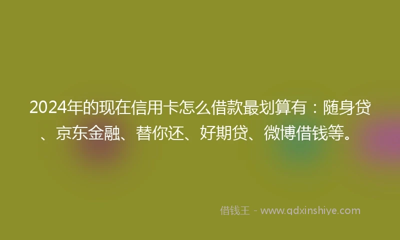 2024年的现在信用卡怎么借款最划算有：随身贷、京东金融、替你还、好期贷、微博借钱等。