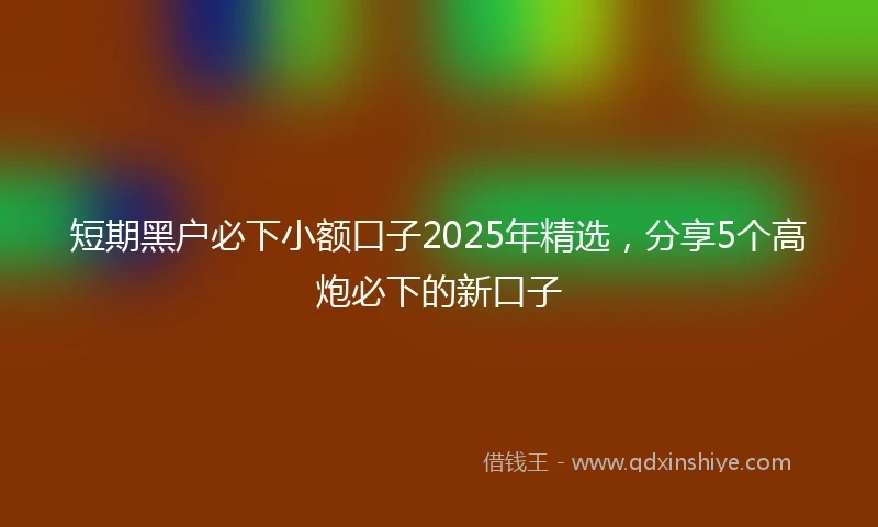 短期黑户必下小额口子2025年精选，分享5个高炮必下的新口子