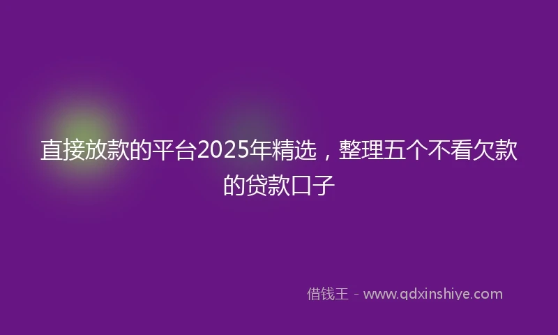 直接放款的平台2025年精选，整理五个不看欠款的贷款口子