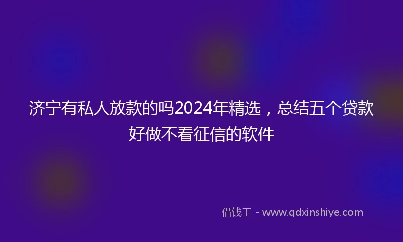 济宁有私人放款的吗2024年精选，总结五个贷款好做不看征信的软件