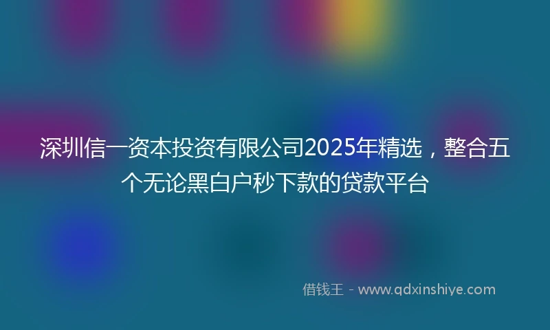 深圳信一资本投资有限公司2025年精选，整合五个无论黑白户秒下款的贷款平台