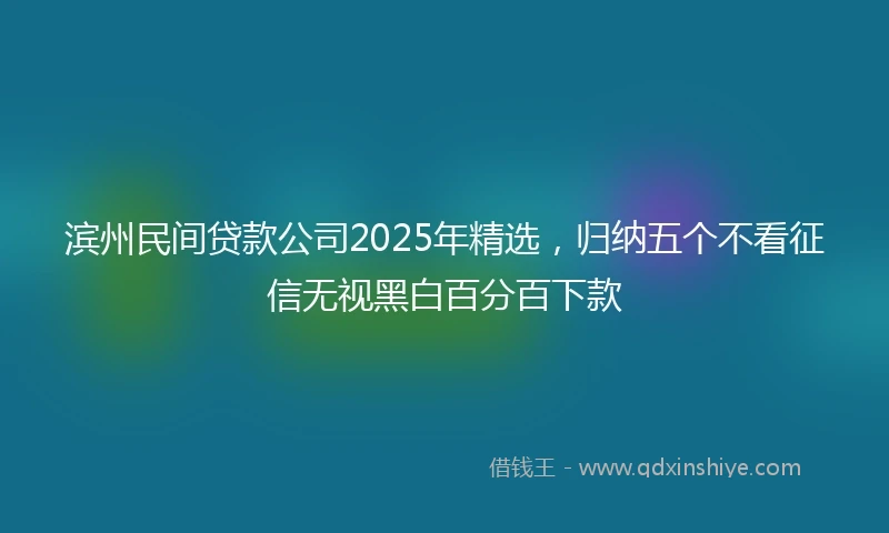 滨州民间贷款公司2025年精选，归纳五个不看征信无视黑白百分百下款