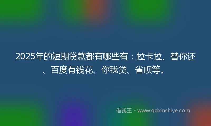 2025年的短期贷款都有哪些有：拉卡拉、替你还、百度有钱花、你我贷、省呗等。