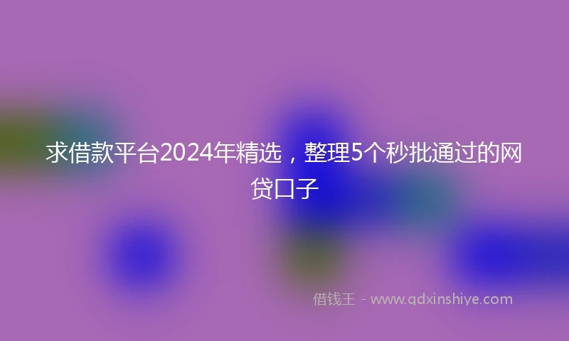 求借款平台2024年精选，整理5个秒批通过的网贷口子