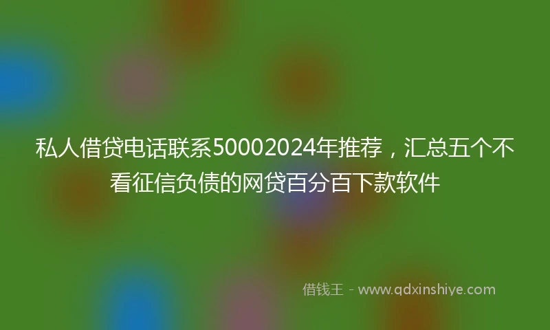 私人借贷电话联系50002024年推荐，汇总五个不看征信负债的网贷百分百下款软件