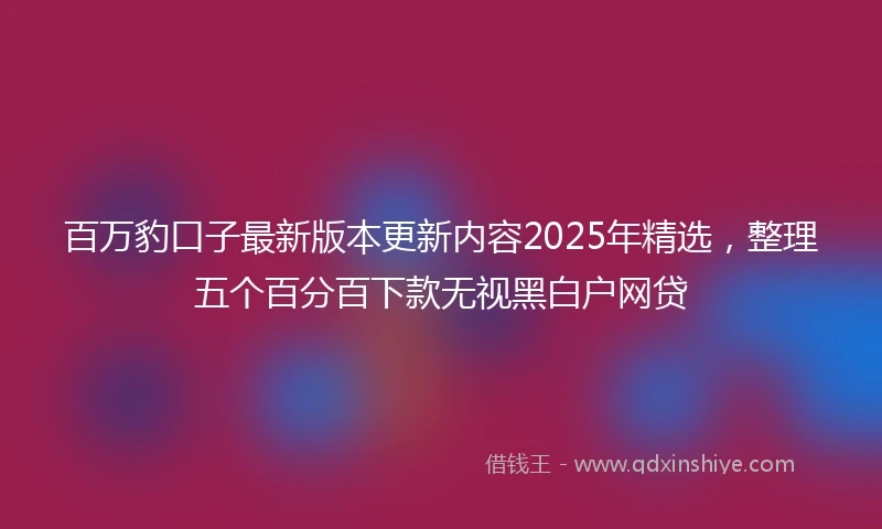 百万豹口子最新版本更新内容2025年精选，整理五个百分百下款无视黑白户网贷