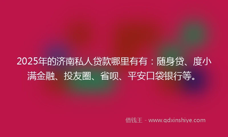 2025年的济南私人贷款哪里有有：随身贷、度小满金融、投友圈、省呗、平安口袋银行等。