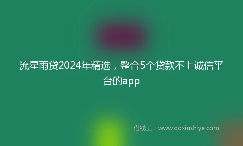 流星雨贷2024年精选，整合5个贷款不上诚信平台的app