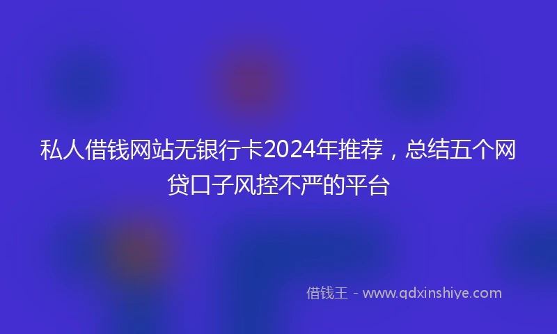 私人借钱网站无银行卡2024年推荐，总结五个网贷口子风控不严的平台