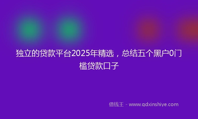独立的贷款平台2025年精选，总结五个黑户0门槛贷款口子
