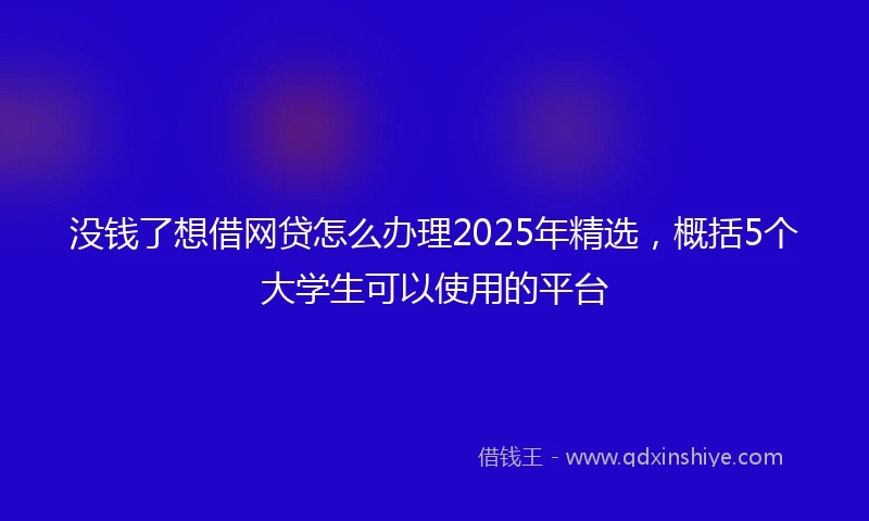 没钱了想借网贷怎么办理2025年精选，概括5个大学生可以使用的平台