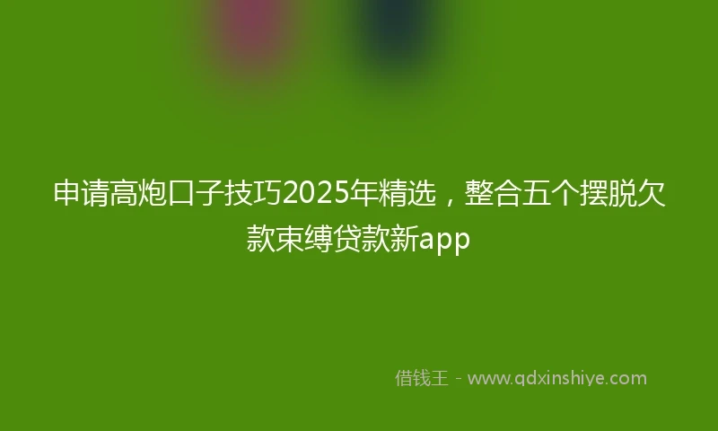 申请高炮口子技巧2025年精选，整合五个摆脱欠款束缚贷款新app