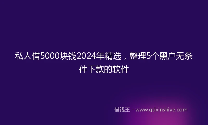 私人借5000块钱2024年精选，整理5个黑户无条件下款的软件