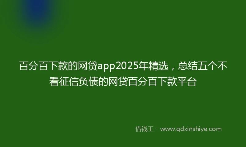百分百下款的网贷app2025年精选，总结五个不看征信负债的网贷百分百下款平台