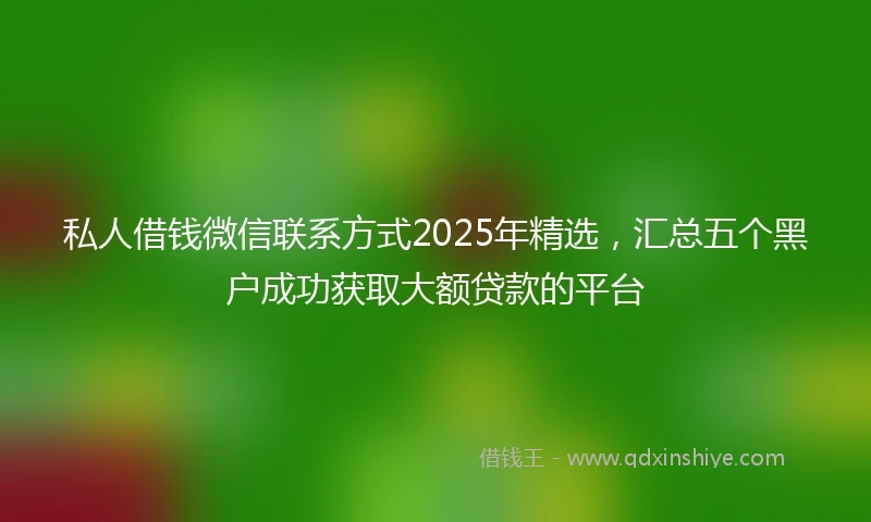 私人借钱微信联系方式2025年精选，汇总五个黑户成功获取大额贷款的平台