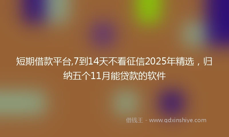 短期借款平台,7到14天不看征信2025年精选，归纳五个11月能贷款的软件