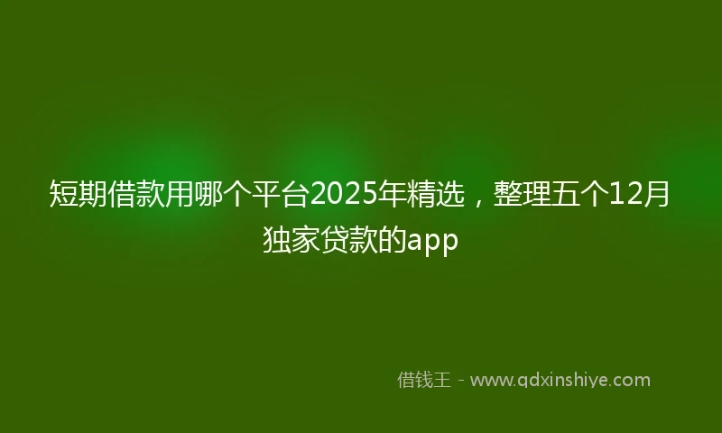 短期借款用哪个平台2025年精选，整理五个12月独家贷款的app