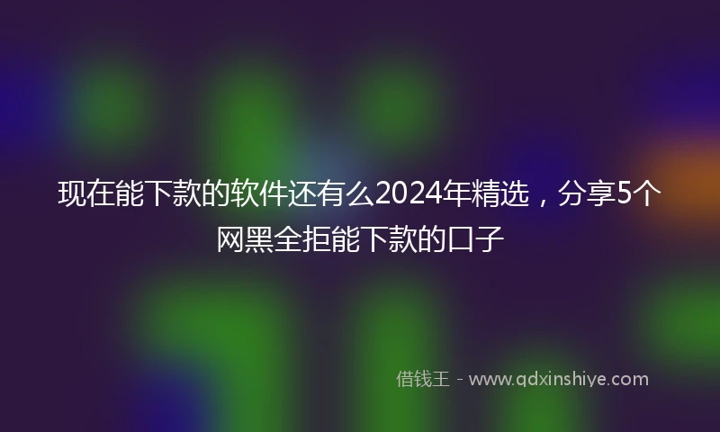 现在能下款的软件还有么2024年精选，分享5个网黑全拒能下款的口子