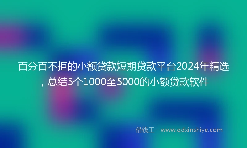 百分百不拒的小额贷款短期贷款平台2024年精选，总结5个1000至5000的小额贷款软件