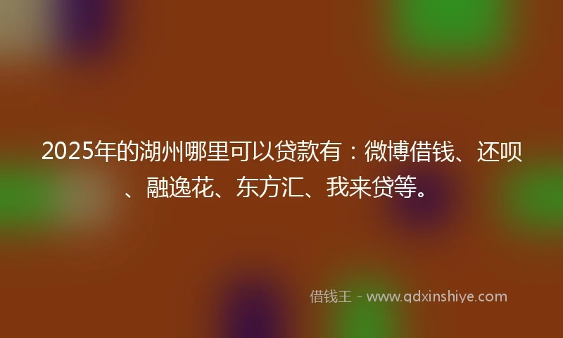 2025年的湖州哪里可以贷款有：微博借钱、还呗、融逸花、东方汇、我来贷等。