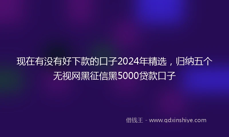 现在有没有好下款的口子2024年精选，归纳五个无视网黑征信黑5000贷款口子