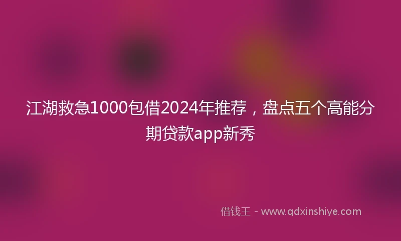 江湖救急1000包借2024年推荐，盘点五个高能分期贷款app新秀