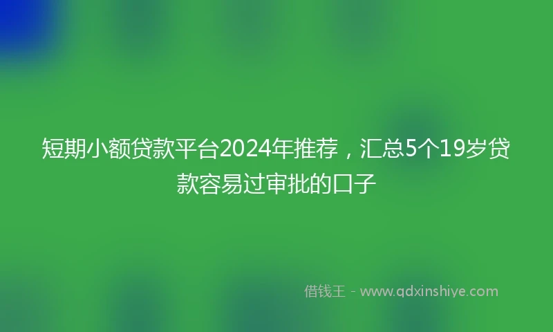 短期小额贷款平台2024年推荐，汇总5个19岁贷款容易过审批的口子