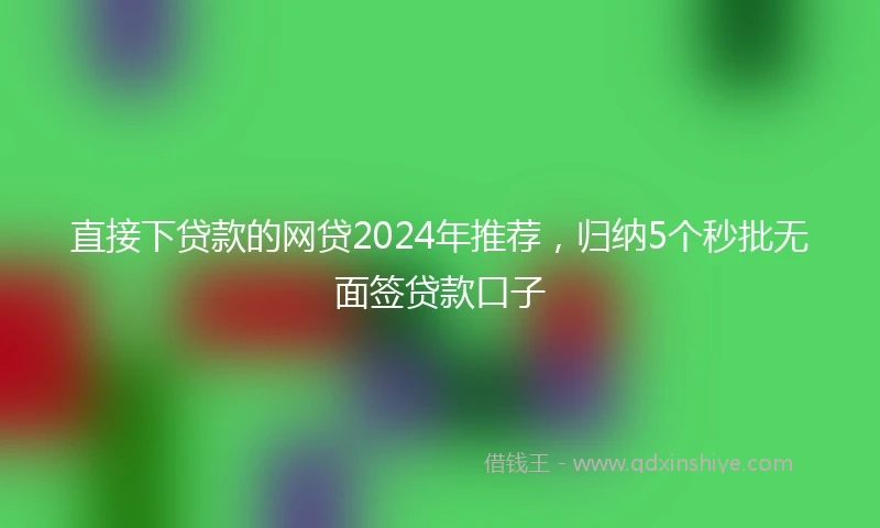 直接下贷款的网贷2024年推荐，归纳5个秒批无面签贷款口子