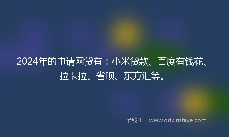 2024年的申请网贷有：小米贷款、百度有钱花、拉卡拉、省呗、东方汇等。