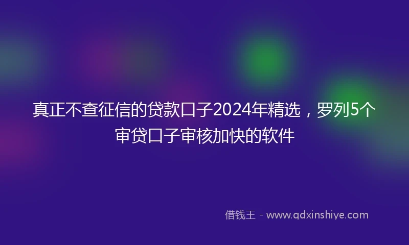 真正不查征信的贷款口子2024年精选，罗列5个审贷口子审核加快的软件
