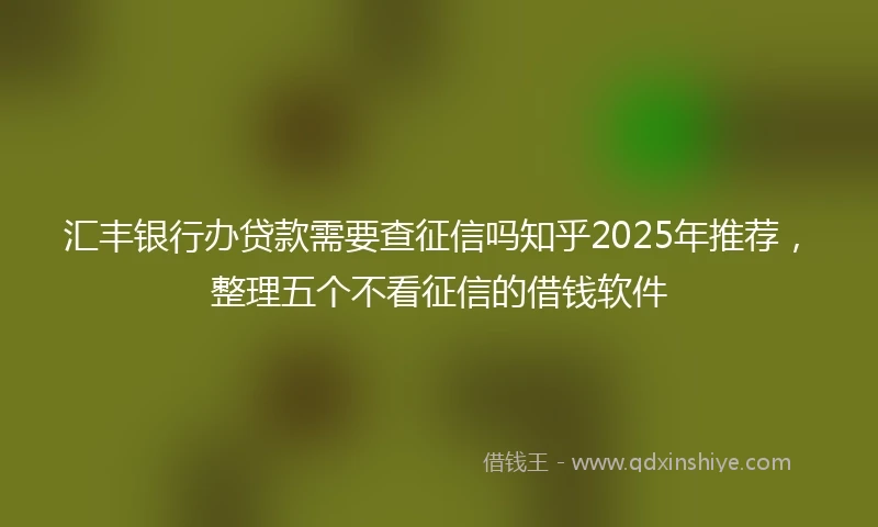 汇丰银行办贷款需要查征信吗知乎2025年推荐，整理五个不看征信的借钱软件