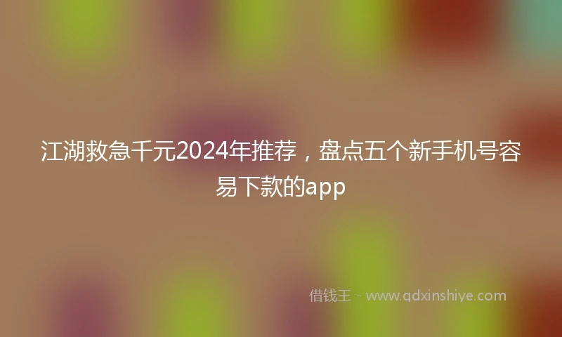 江湖救急千元2024年推荐，盘点五个新手机号容易下款的app