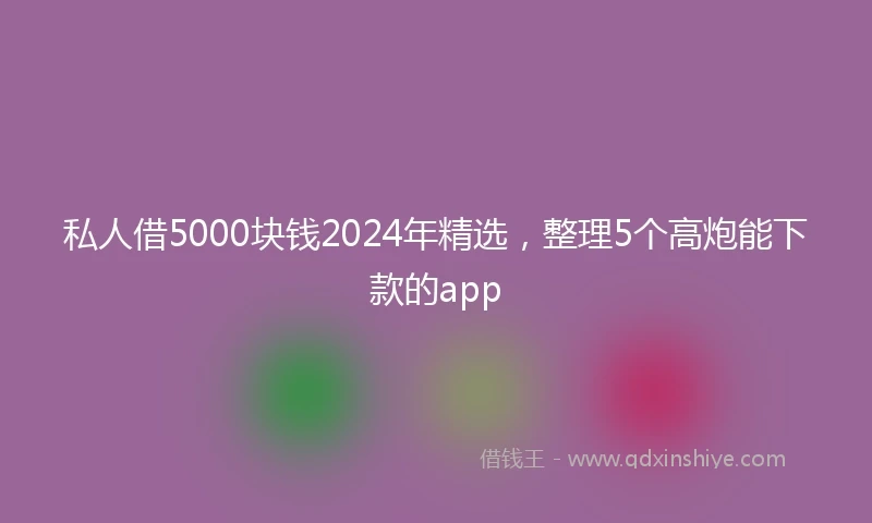 私人借5000块钱2024年精选，整理5个高炮能下款的app