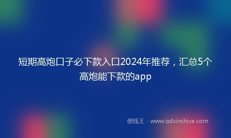 短期高炮口子必下款入口2024年推荐，汇总5个高炮能下款的app
