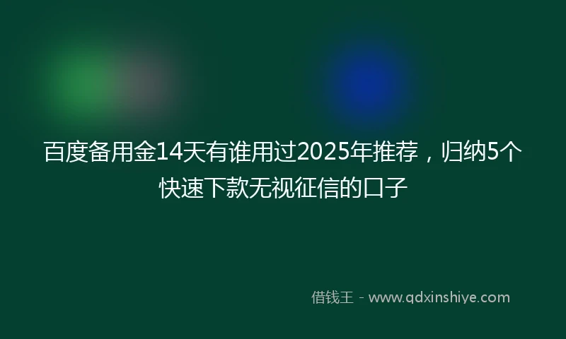 百度备用金14天有谁用过2025年推荐，归纳5个快速下款无视征信的口子